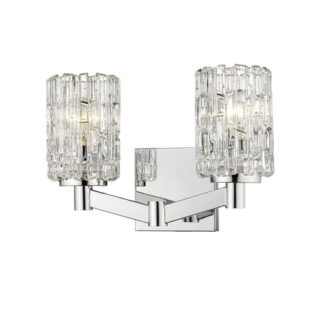 Z-Lite Aubrey 2 Light Vanity, Chrome & Clear 1931-2V-CH